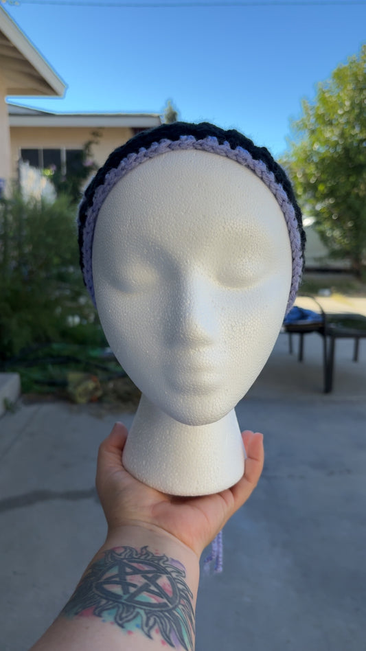 Granny stitch bandanna/ purple and black *** Kuromi inspired***