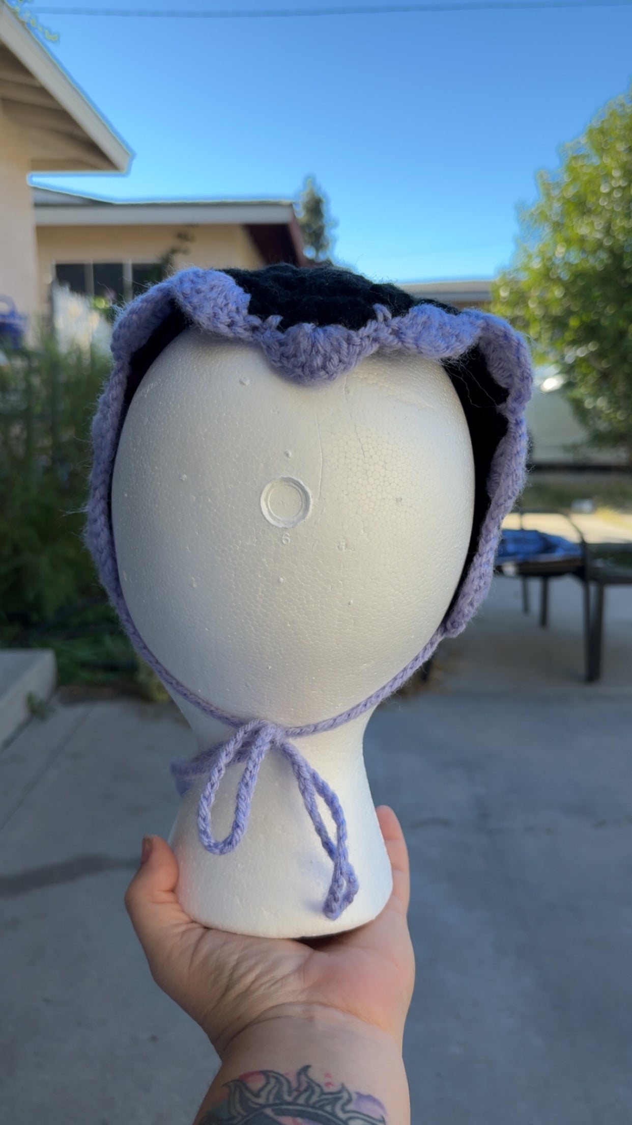 Granny stitch bandanna/ purple and black *** Kuromi inspired***