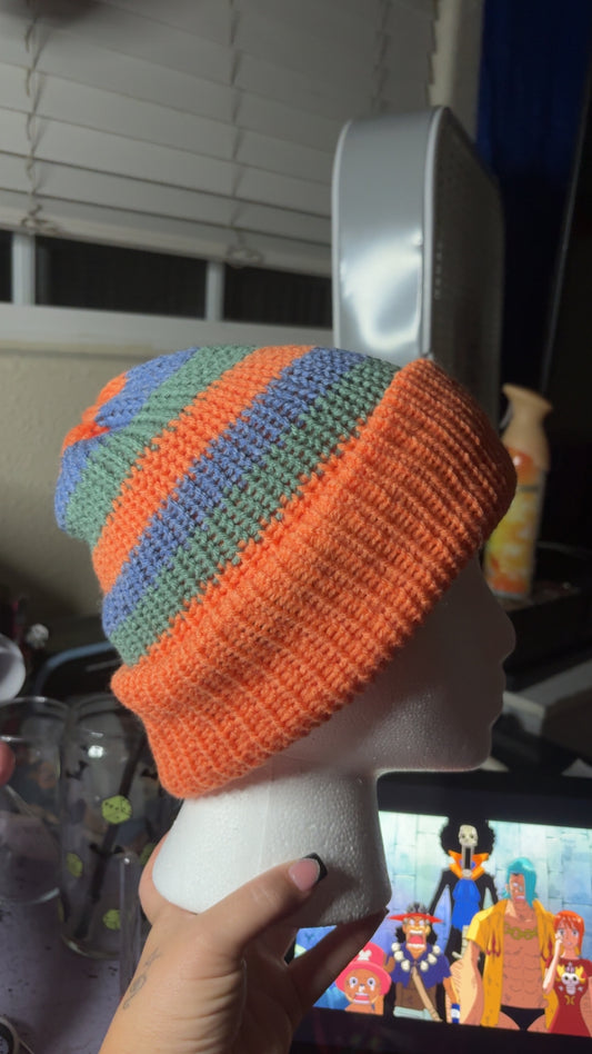 Reversible orange beanie