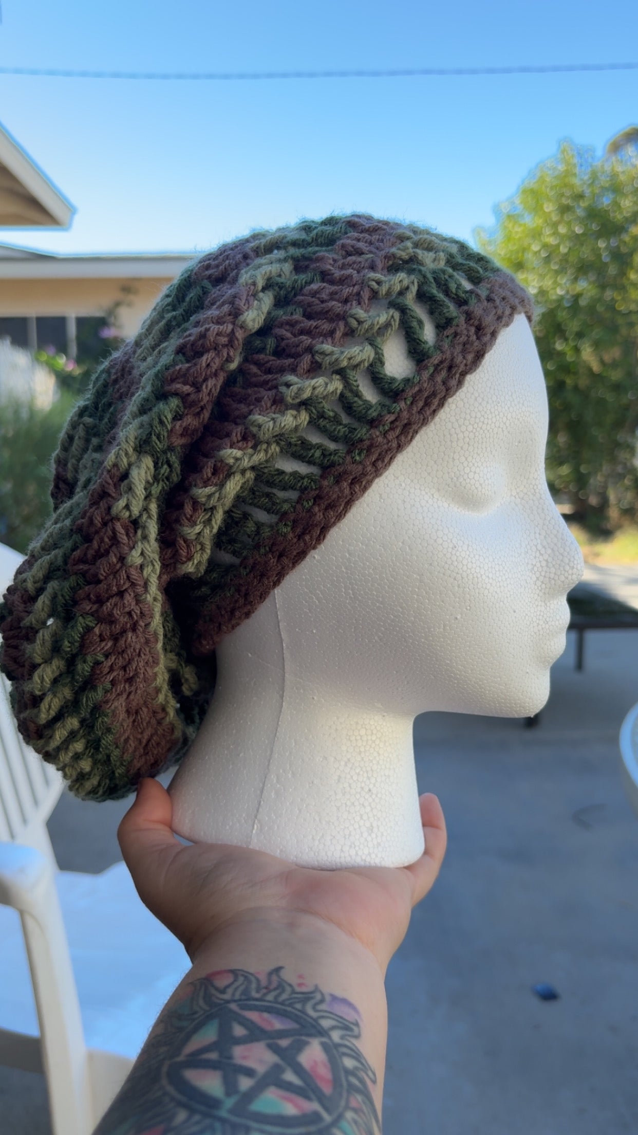 Earth tone slouchy beanie