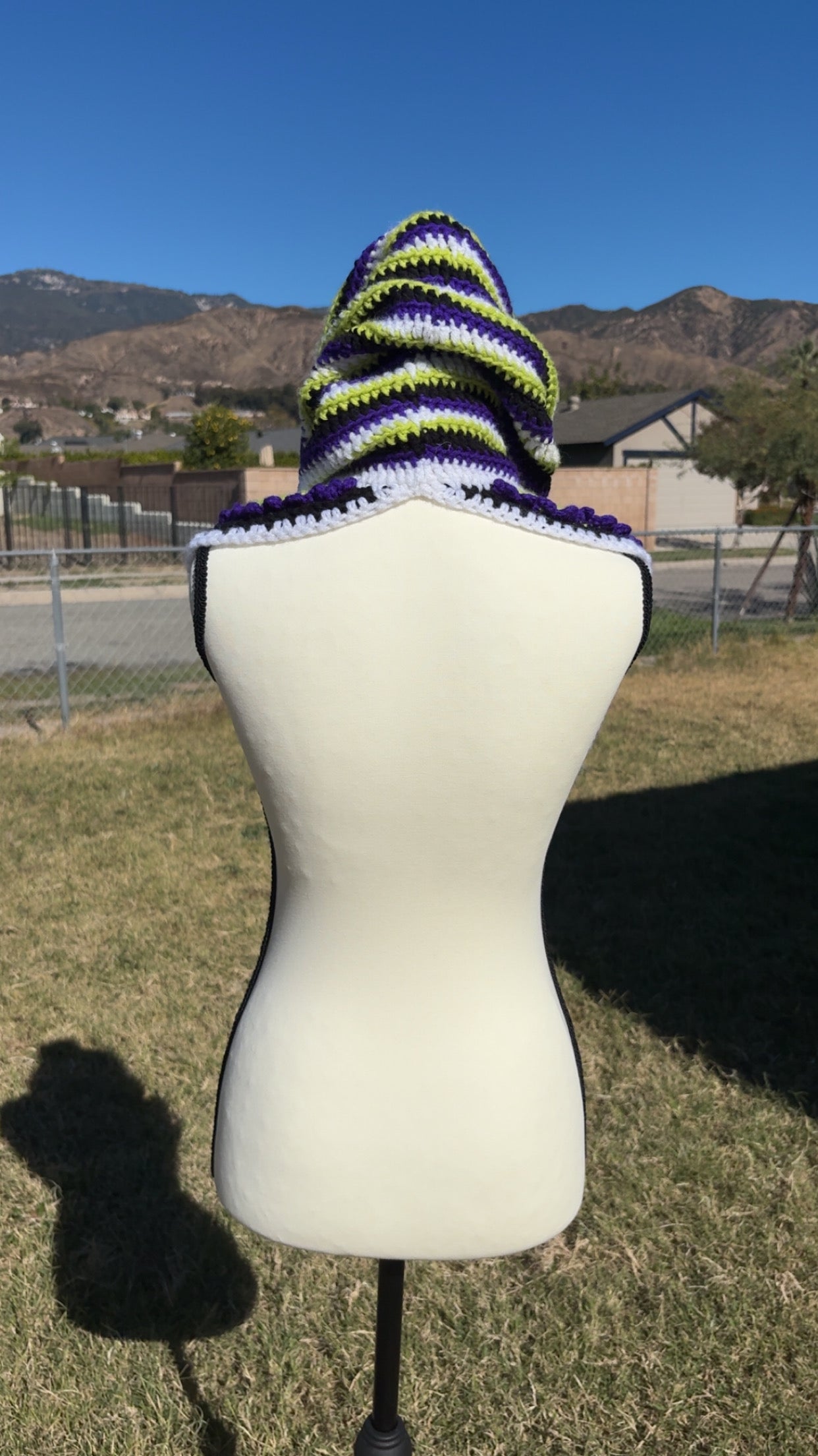 Beetlejuice inspired hooded cowl